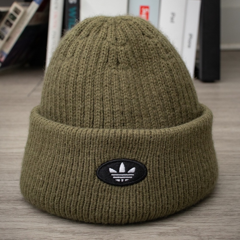 Adidas Unisex Olive Green Oval Logo Beanie